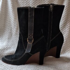 Donald J. Pliner Black Suede Heeled Boots